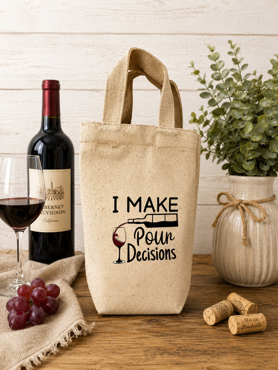 Wine Bottle Gift Bag | Reusable Canvas Wine Tote