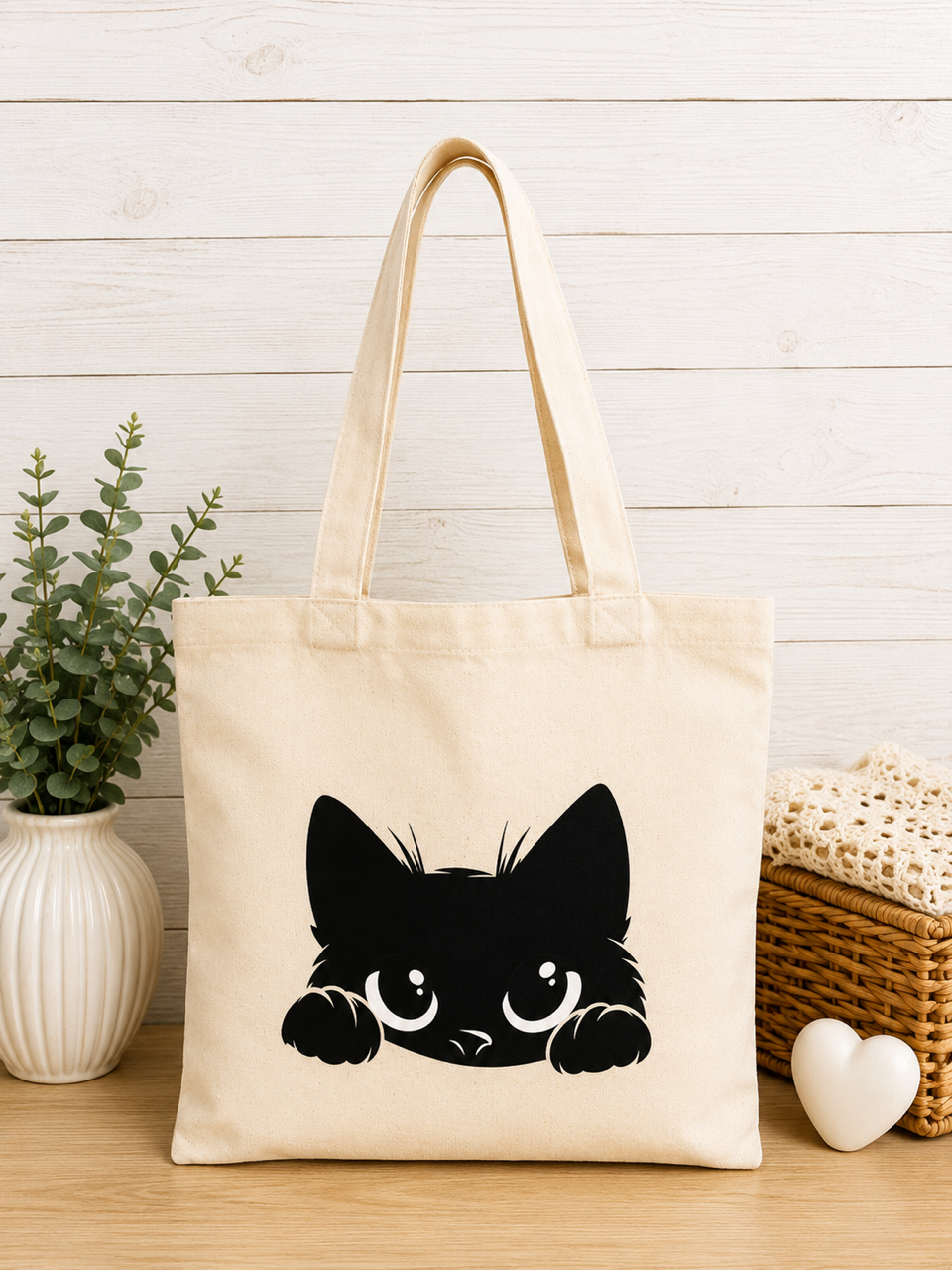 Black Cat Canvas Tote Bag