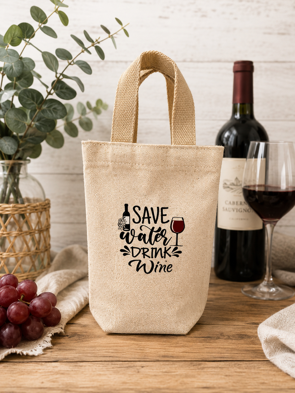 Wine Bottle Gift Bag | Reusable Canvas Wine Tote