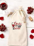 Beautiful canvas wine bottle bag ( Girls Just Wanna Have Wine )