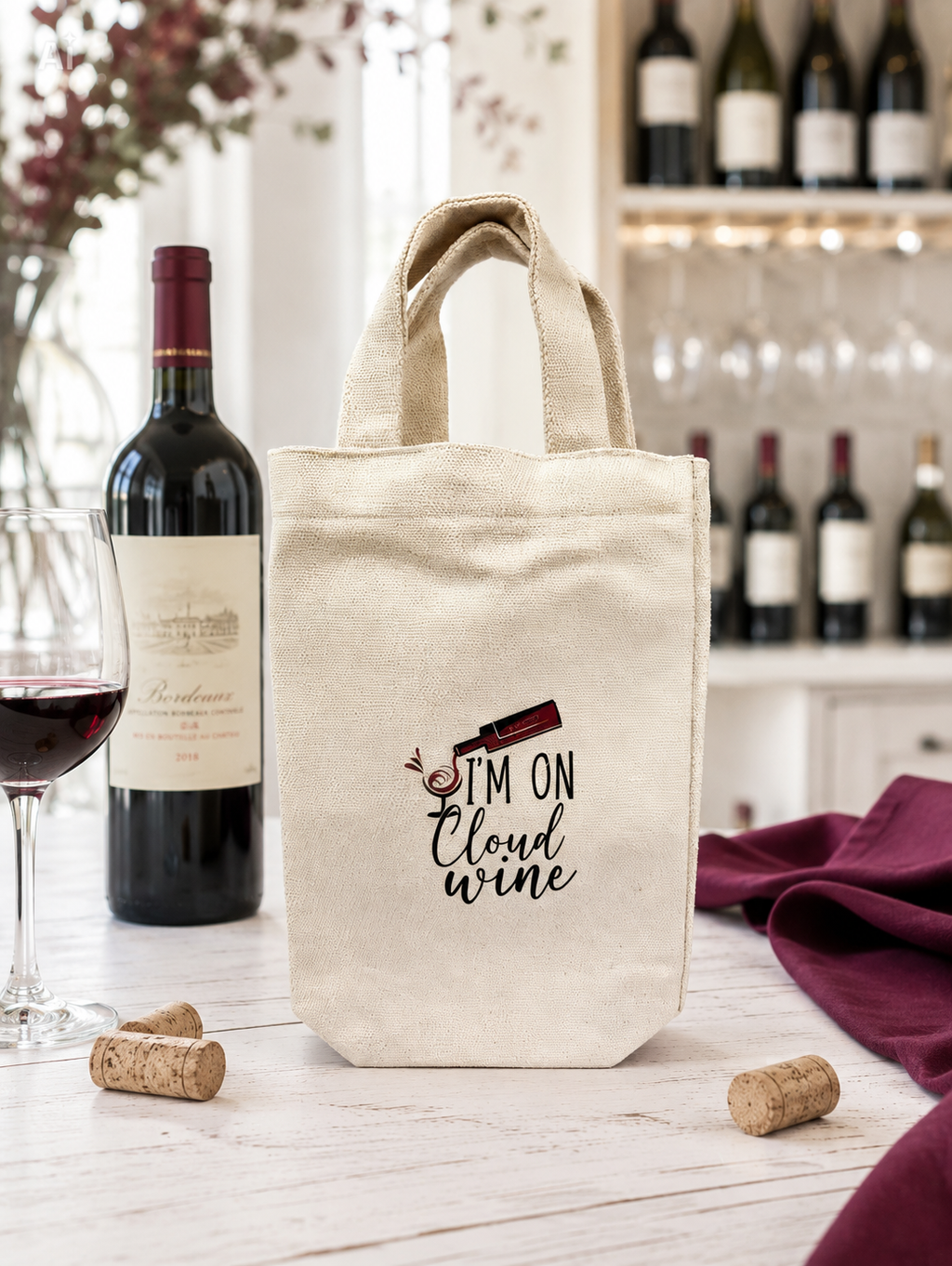 Wine Bottle Gift Bag | Reusable Canvas Wine Tote