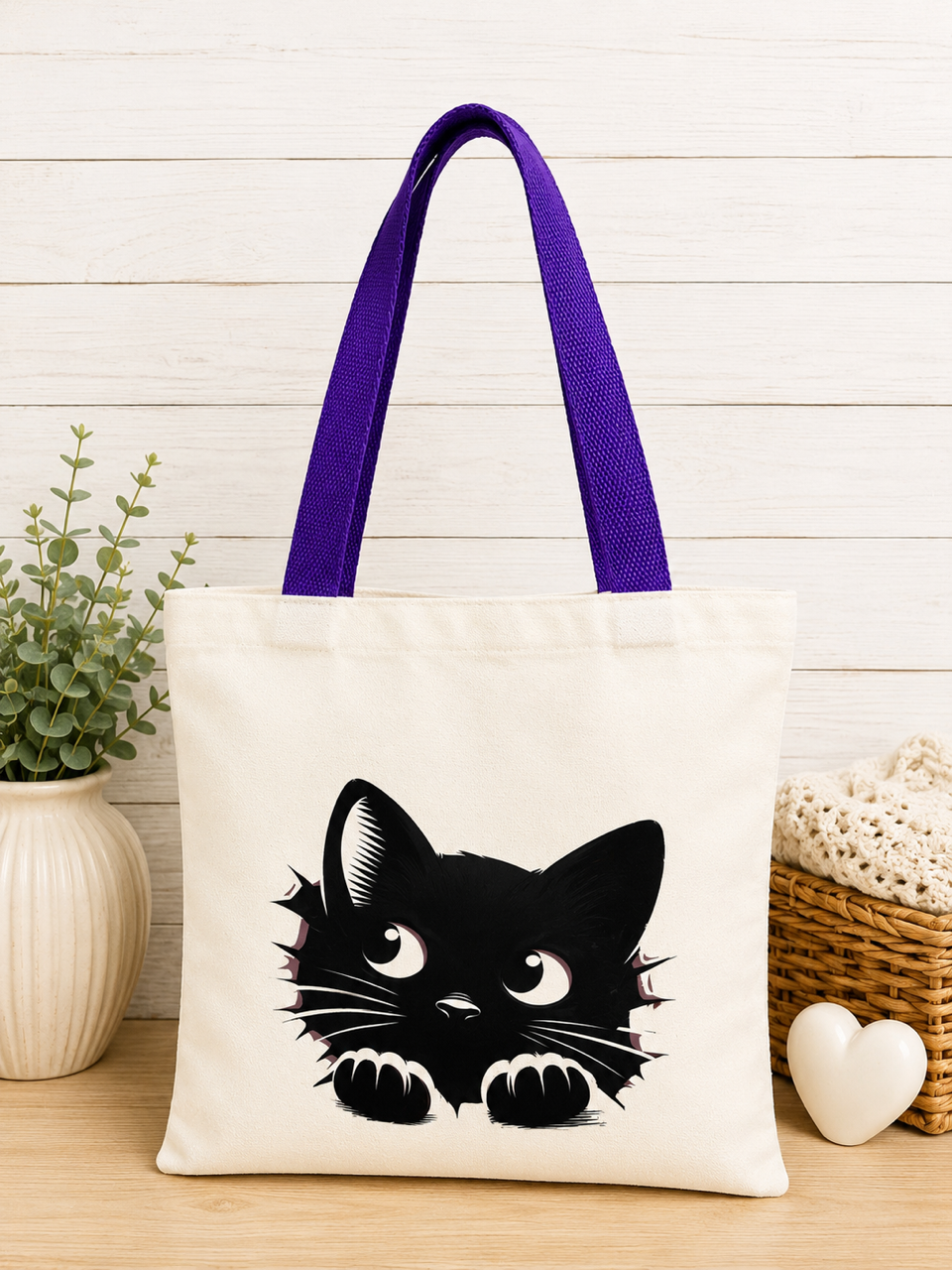 Black Cat Canvas Tote Bag
