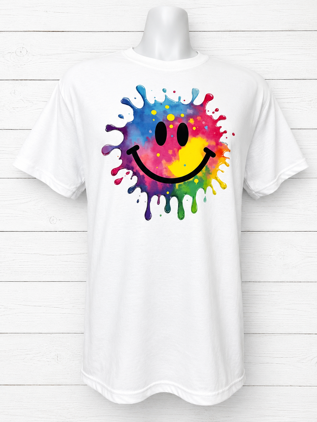 Multicolor Emoji Smiley Face Short-Sleeve T-Shirt