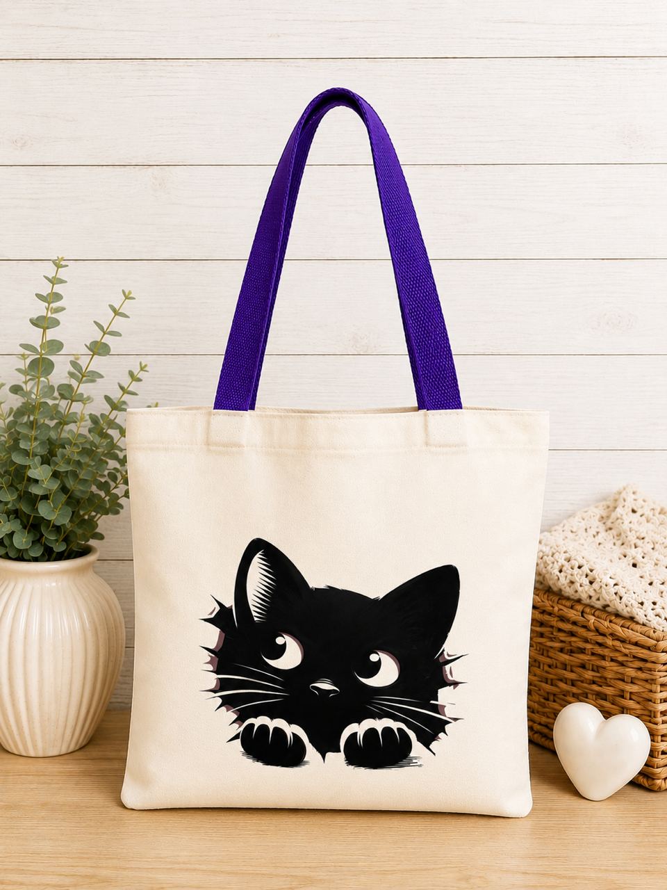 Black Cat Canvas Tote Bag
