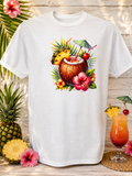Tropical Coconut Cocktail T-Shirt | Summer Graphic Tee