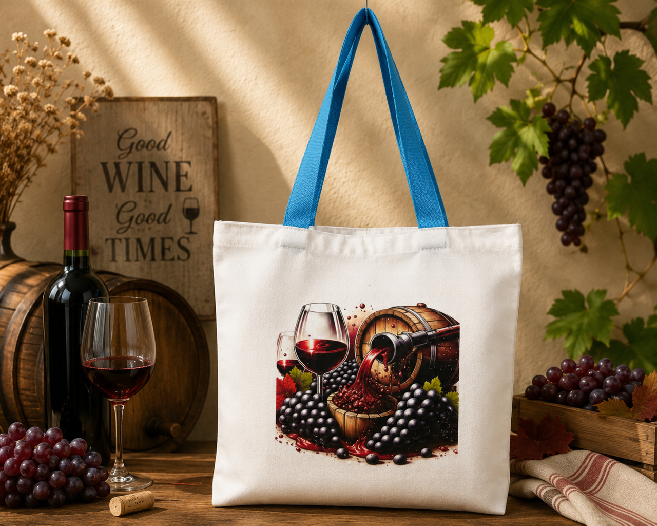 tote bag with wine design