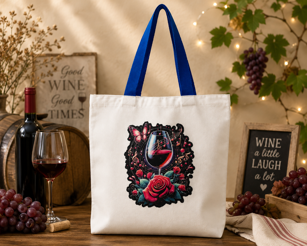 tote bag with wine design