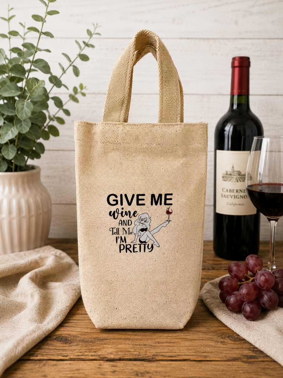 Wine Bottle Gift Bag | Reusable Canvas Wine Tote
