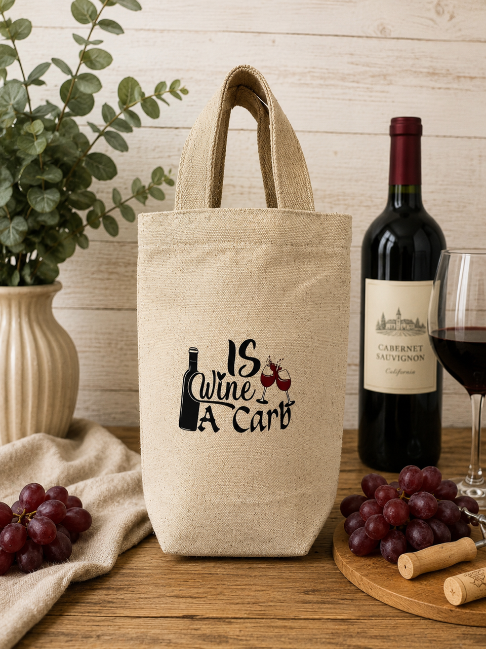 Wine Bottle Gift Bag | Reusable Canvas Wine Tote