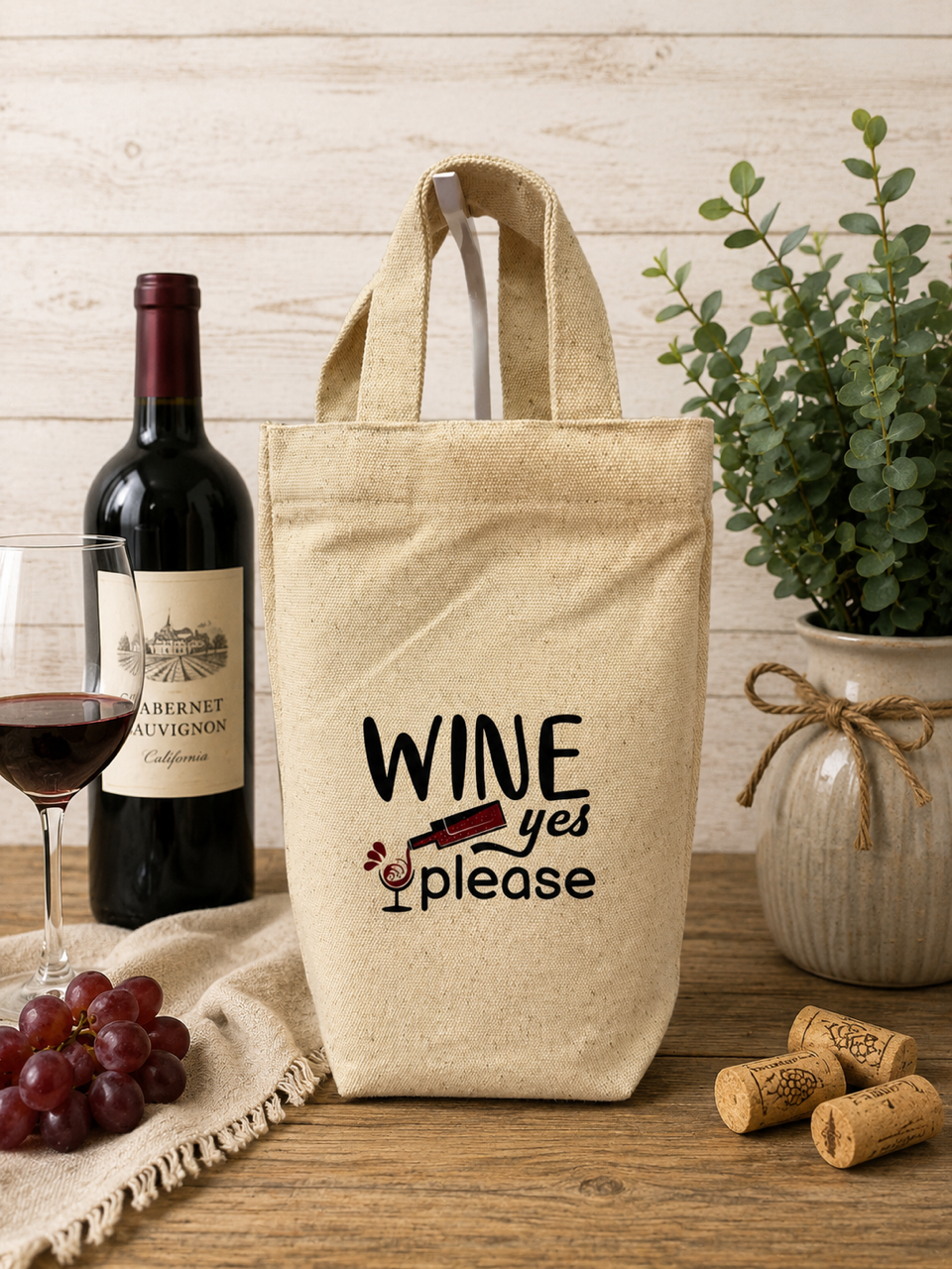 Wine Bottle Gift Bag | Reusable Canvas Wine Tote