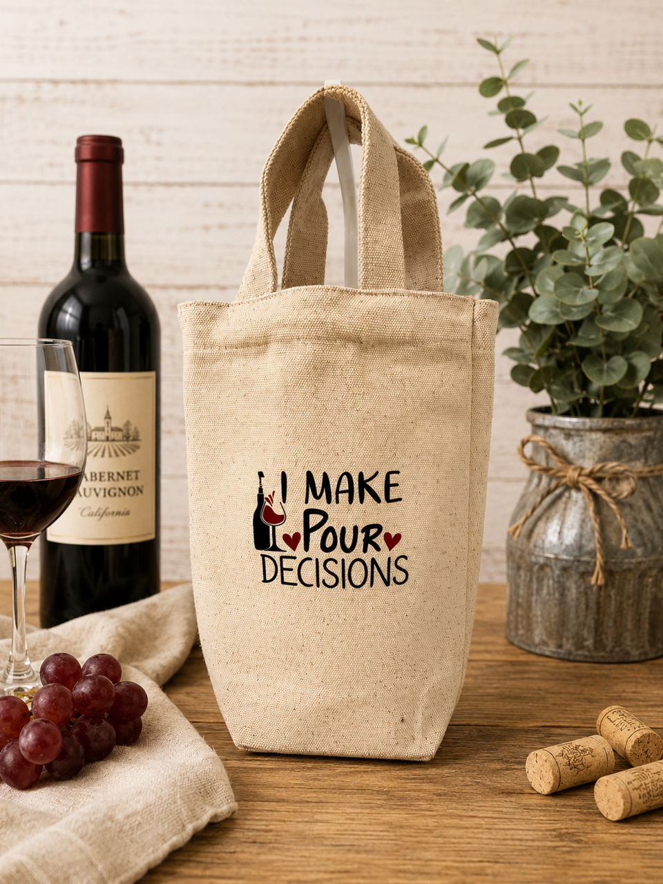 Wine Bottle Gift Bag | Reusable Canvas Wine Tote