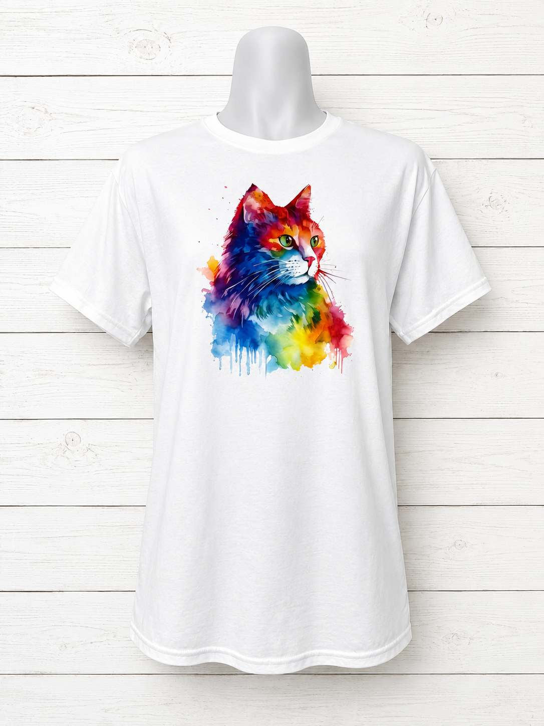 Colorful Cat Graphic T-Shirt