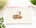 Beautiful canvas zippered case or pencil case, London design, red zipper